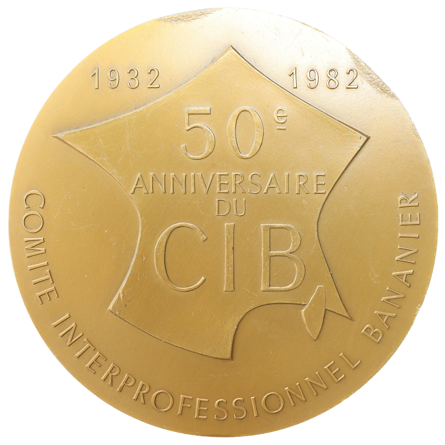 Banana Interprofessional Committee Medal - 50th anniversary of the CIB 1932-1982 Bronze 271.25 gr - 68 mm