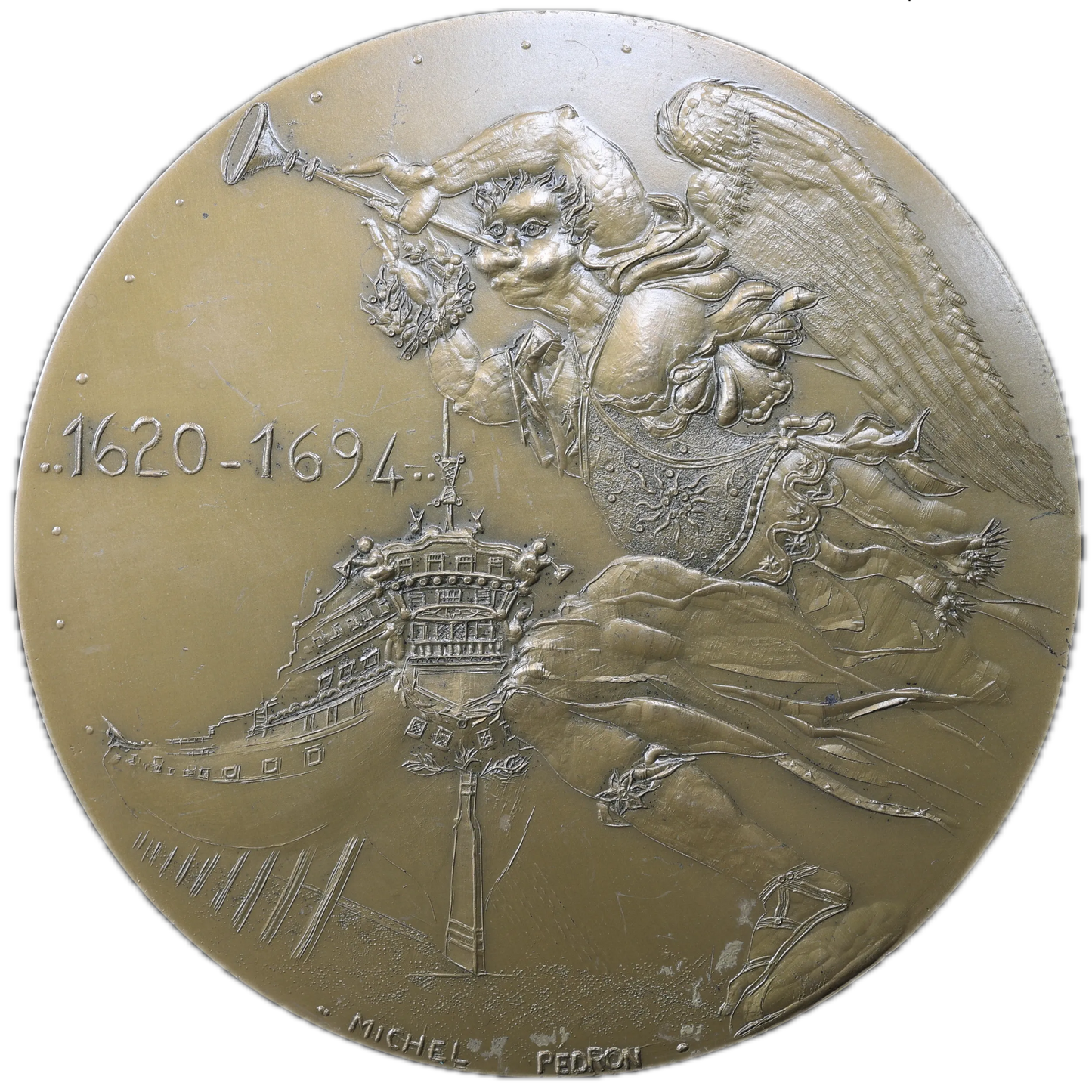 Pierre PUGET Medal - The spirit alone lives everything else in its share of death - Bronze 226.52 gr 81 mm