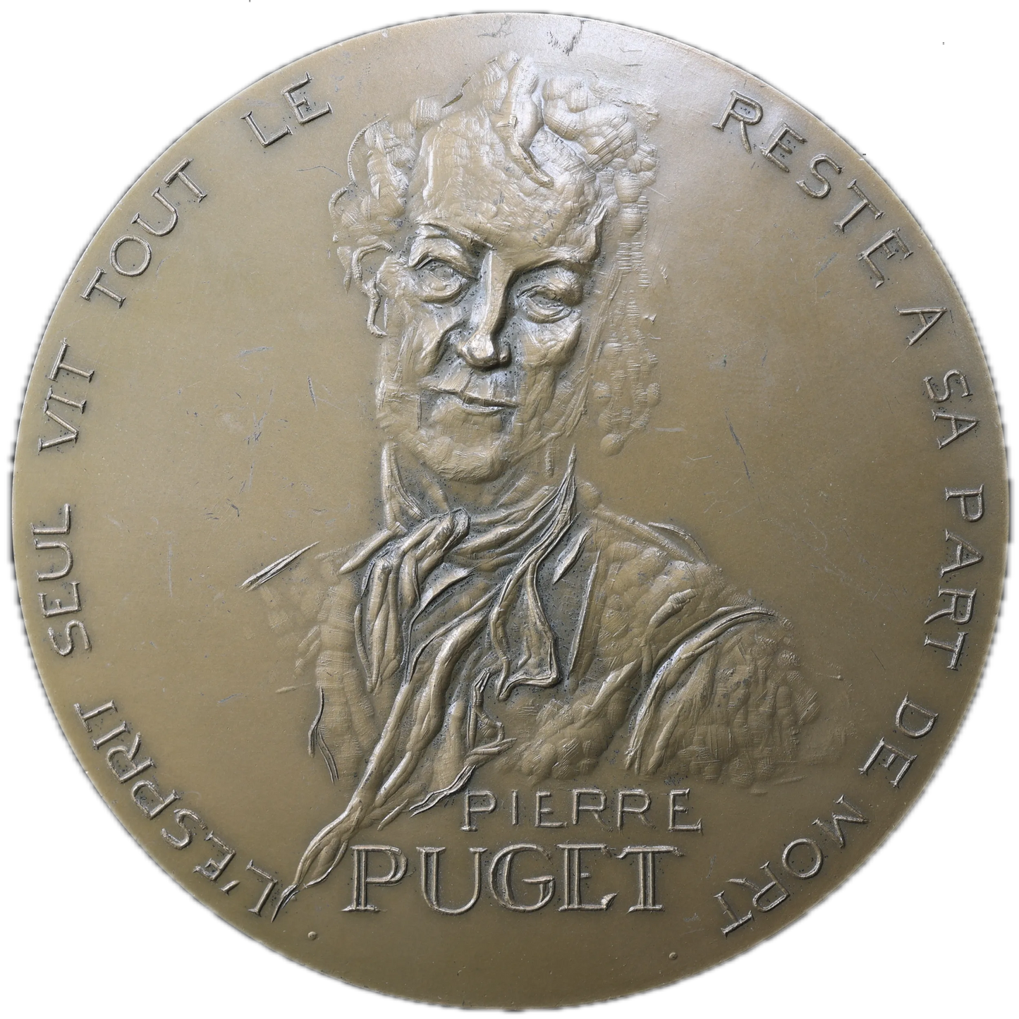 Pierre PUGET Medal - The spirit alone lives everything else in its share of death - Bronze 226.52 gr 81 mm