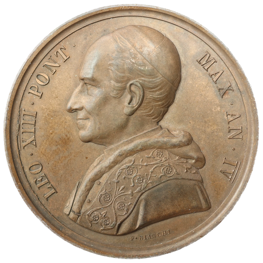 Vatican Papal Medal Leo XIII Year IV 1881 establishment of Catholic schools in Rome 38.08 gr