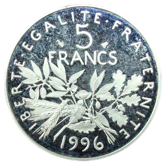 5 Francs Semeuse Belle Epreuve 1996 tranche cannelée 10 gr Rare