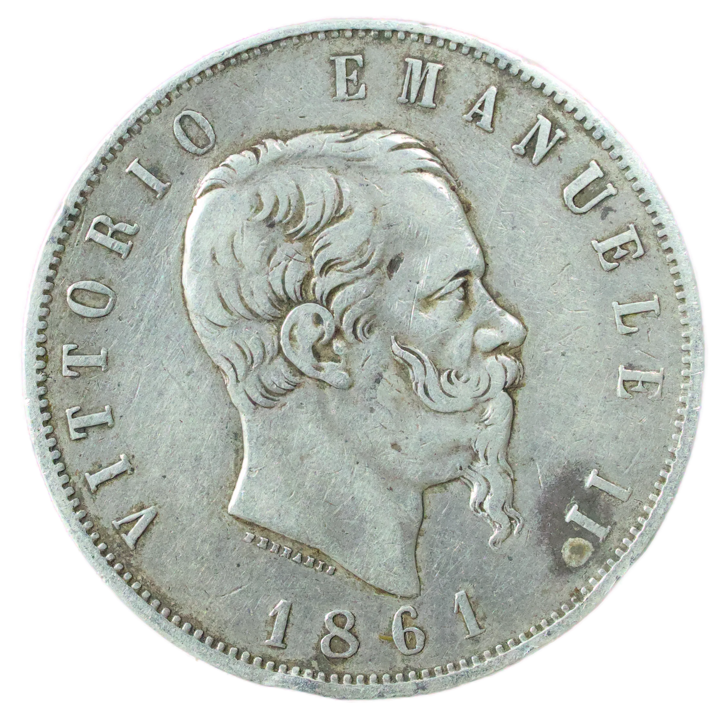 Italie 🇮🇹 Victor Emmanuel II de Savoie (1861-1878) 5 Lires 1861 T/B 2ème type Turin argent 24.75 gr Rare