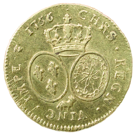 Louis XV (1715-1774) Double Louis d'or de Béarn au Bandeau 1756 Vaquette Pau 16.19 gr