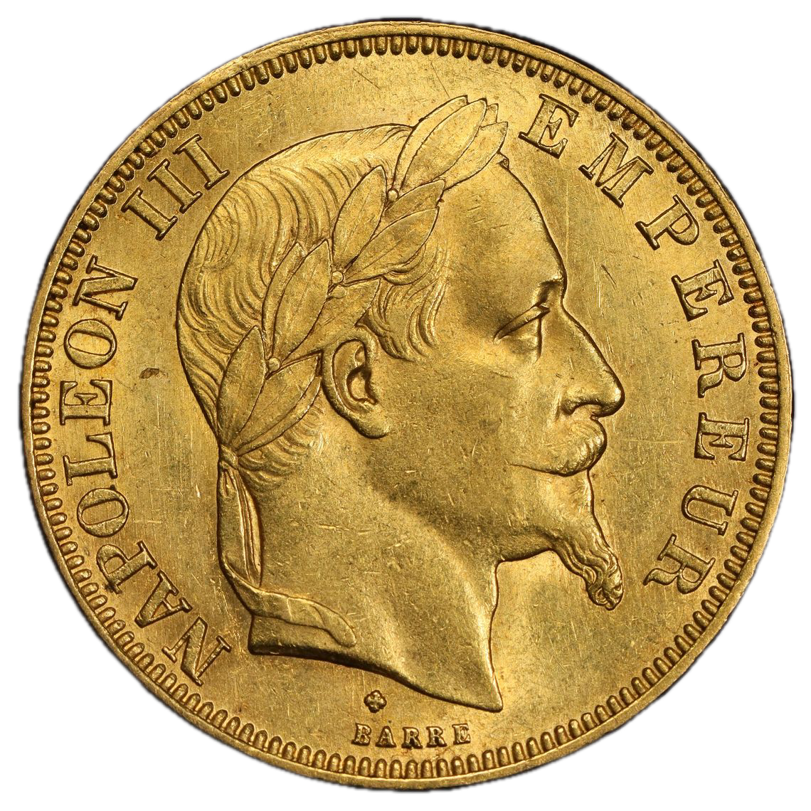 Napoléon III (1852-1870) 50 Francs Or 1868 BB Strasbourg 16,12 gr PCGS AU58 SUP RARE 1795 exemplaires !