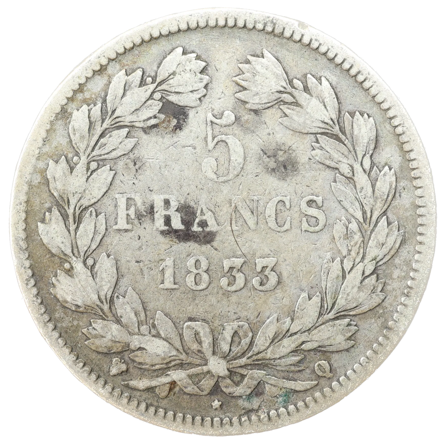 Luis Felipe (1830-1848) 5 Francos 1833 Q Perpiñán Plata 24,19 gr