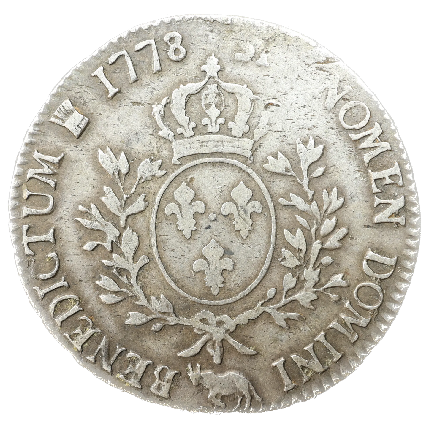 Luis XVI (1774-1792) Écu de Béarn con ramas de olivo 1778 Vaquette Pau plata 28,90 gr