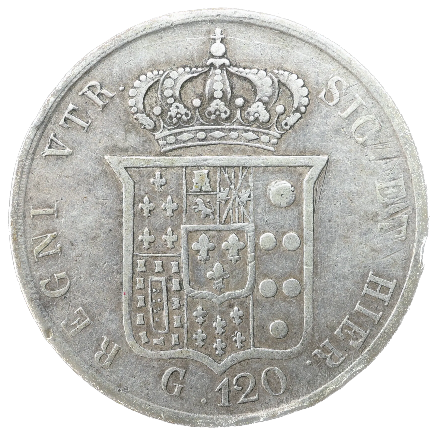 Italia Reino de las 2 Sicilias Fernando II (1830-1859) 120 Grana 1857 Plata 27,40 gr