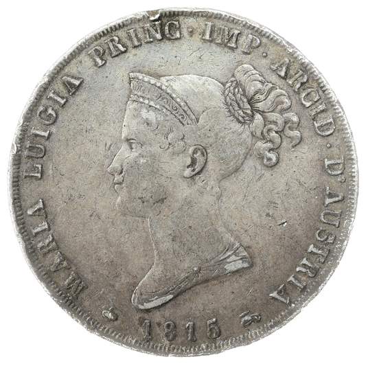 Rare Italie Duché de Parme Maria Luigia (1815-1832) 5 Lire 1815 Argent 24,80 gr