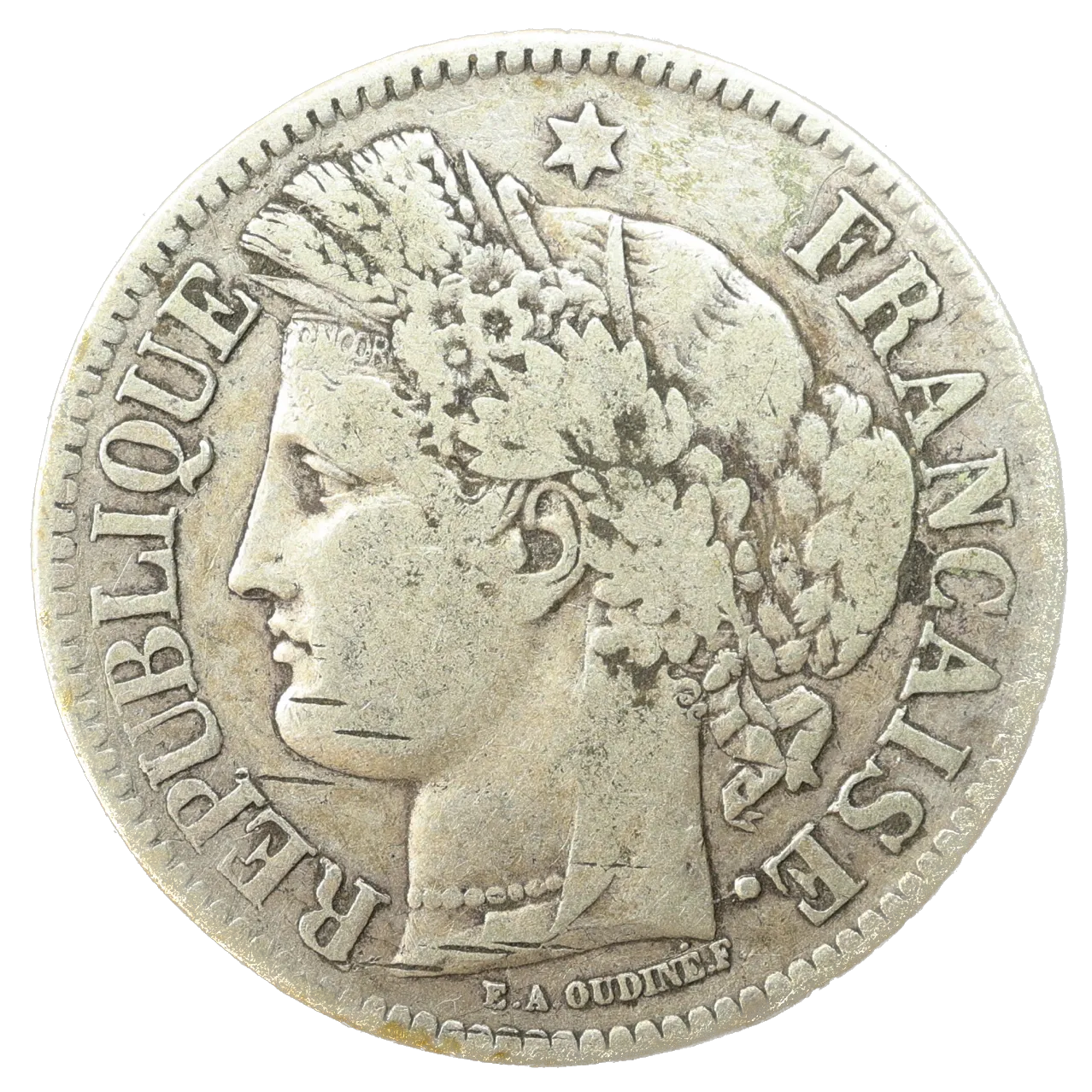 2 Francos Cérès sin leyenda 1871 K Burdeos Plata 9,77 gr bV grabado