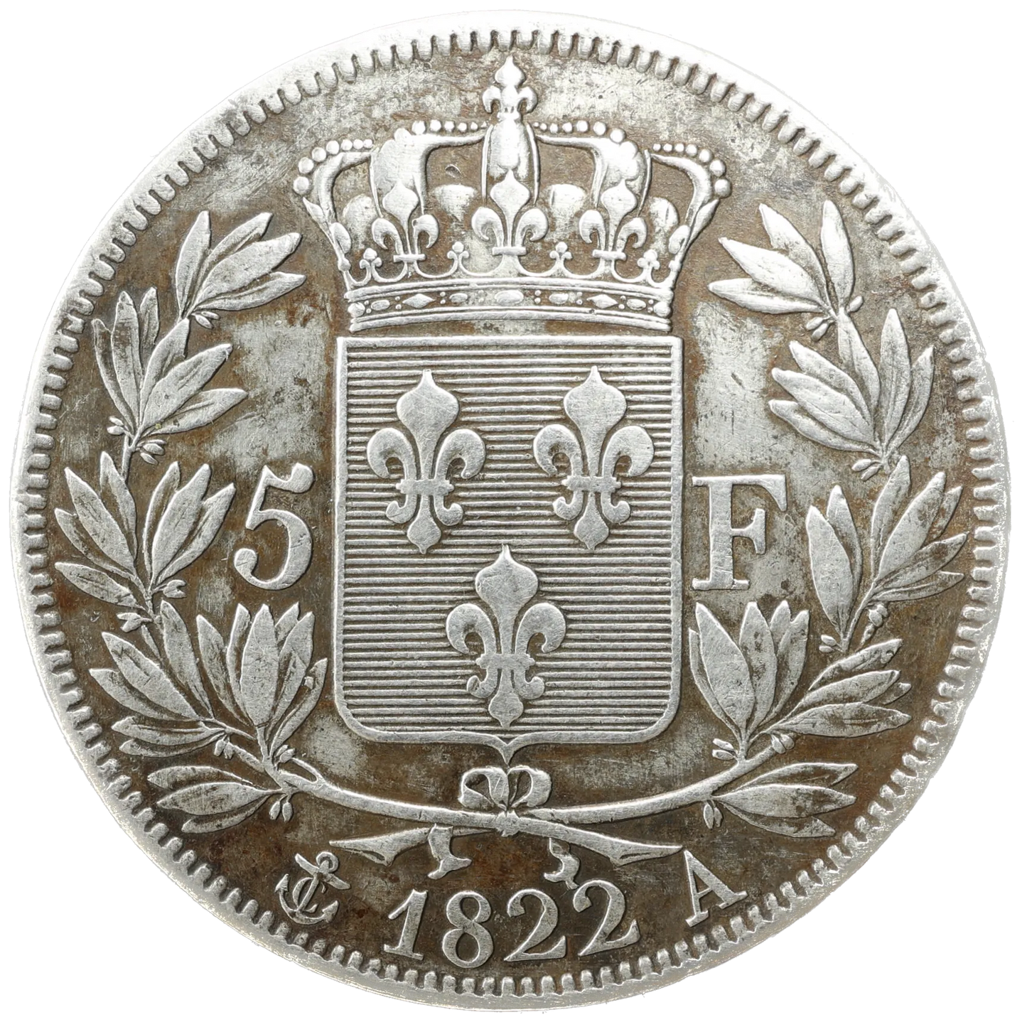 Louis XVIII (1815-1824) 5 francs 1822 A Paris Argent 24,94 gr