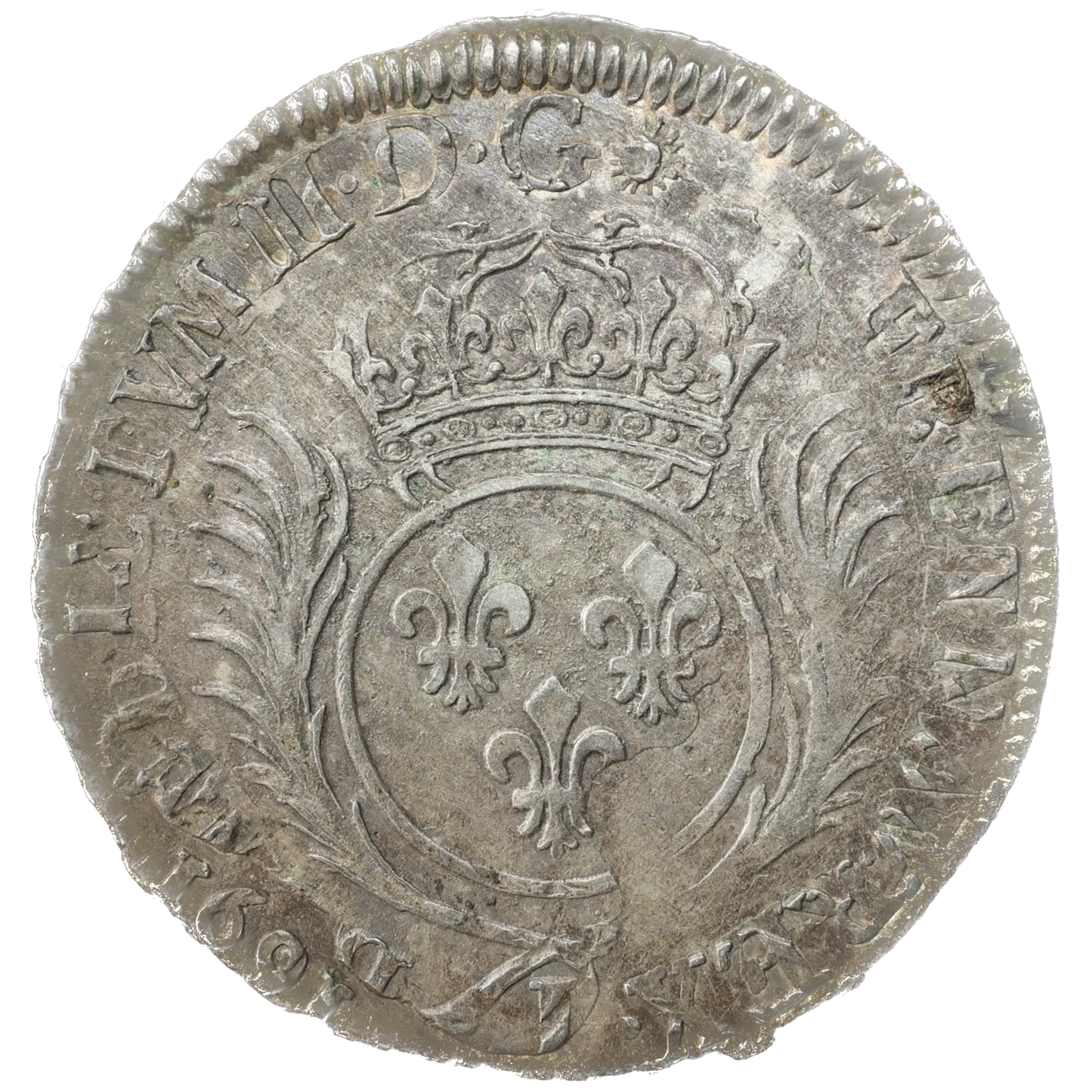 LUIS XIV (1643-1715) 1/2 Ecu con palmas Atelier I de Limoges 13,47 gr