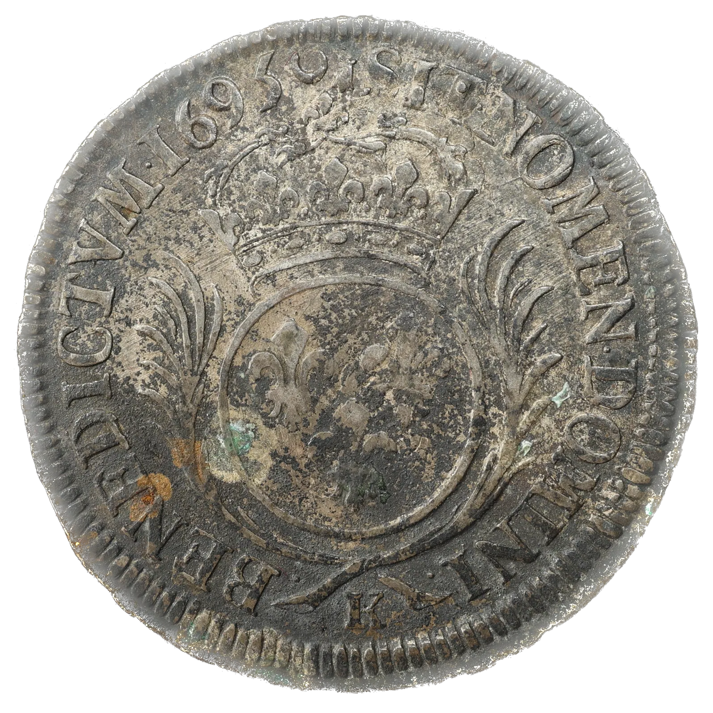 LOUIS XIV (1643-1715) 1/2 Ecu con palmas 1695 K Burdeos 13,45 gr Flan grande