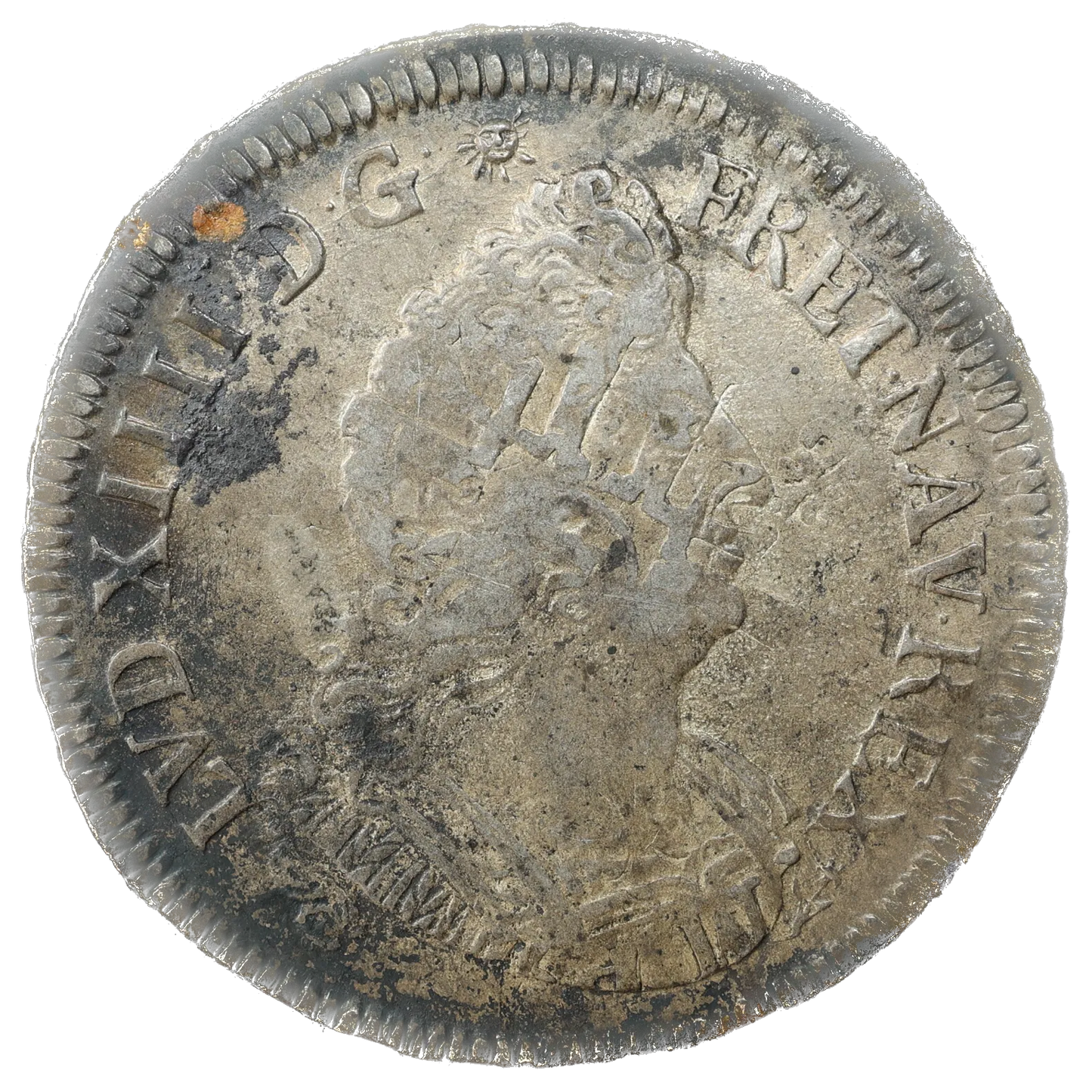 LOUIS XIV (1643-1715) 1/2 Ecu con palmas 1695 K Burdeos 13,45 gr Flan grande