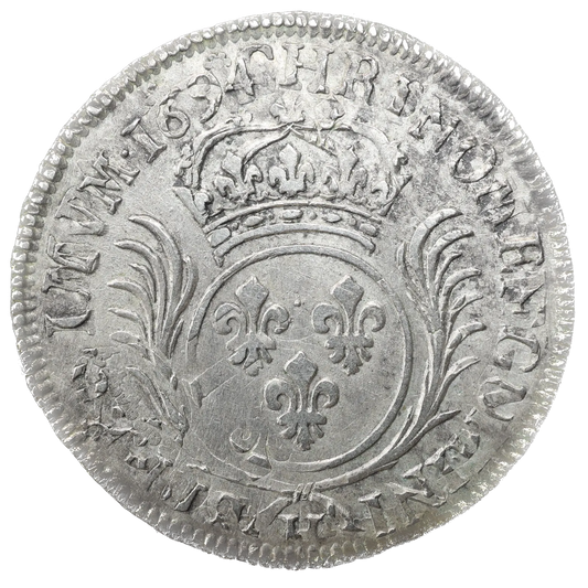 LOUIS XIV (1643-1715) 1/2 Ecu con palmas 1694 H La Rochelle 13,44 gr