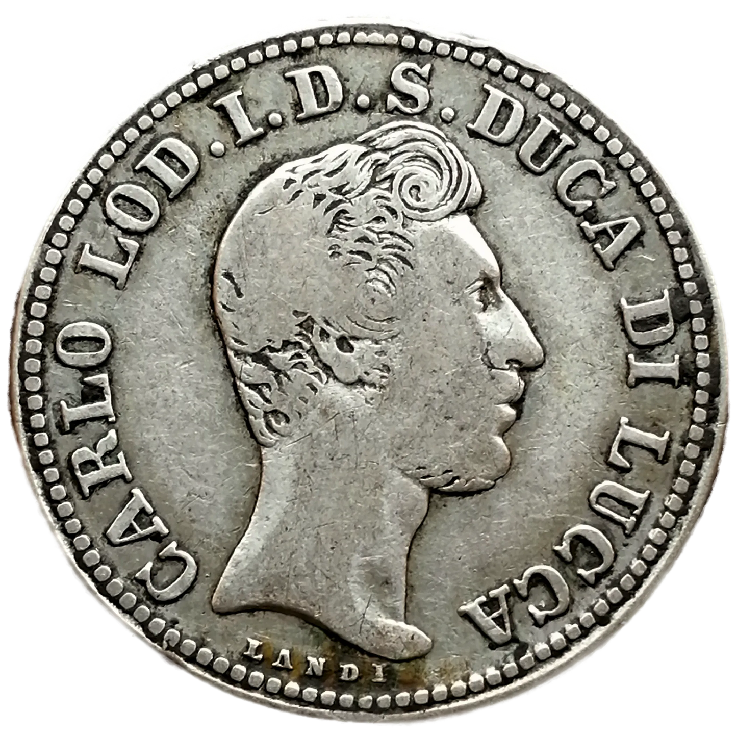 Italia 2 Liras 1837 Principado de Lucca Plata