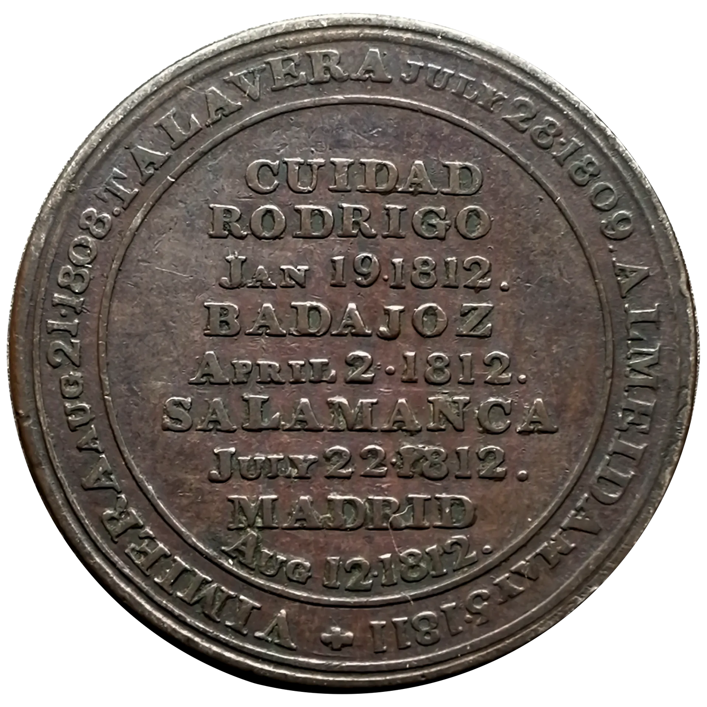 Canada Half Penny Wellington Token 1812 Cuidad Rodrigo Madrid 7.76 gr