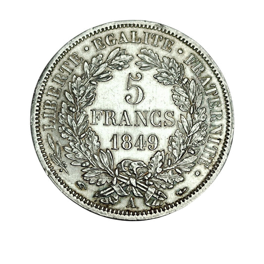 Cérès 5 Francs 1849 A Paris Argent 24.98 Gr