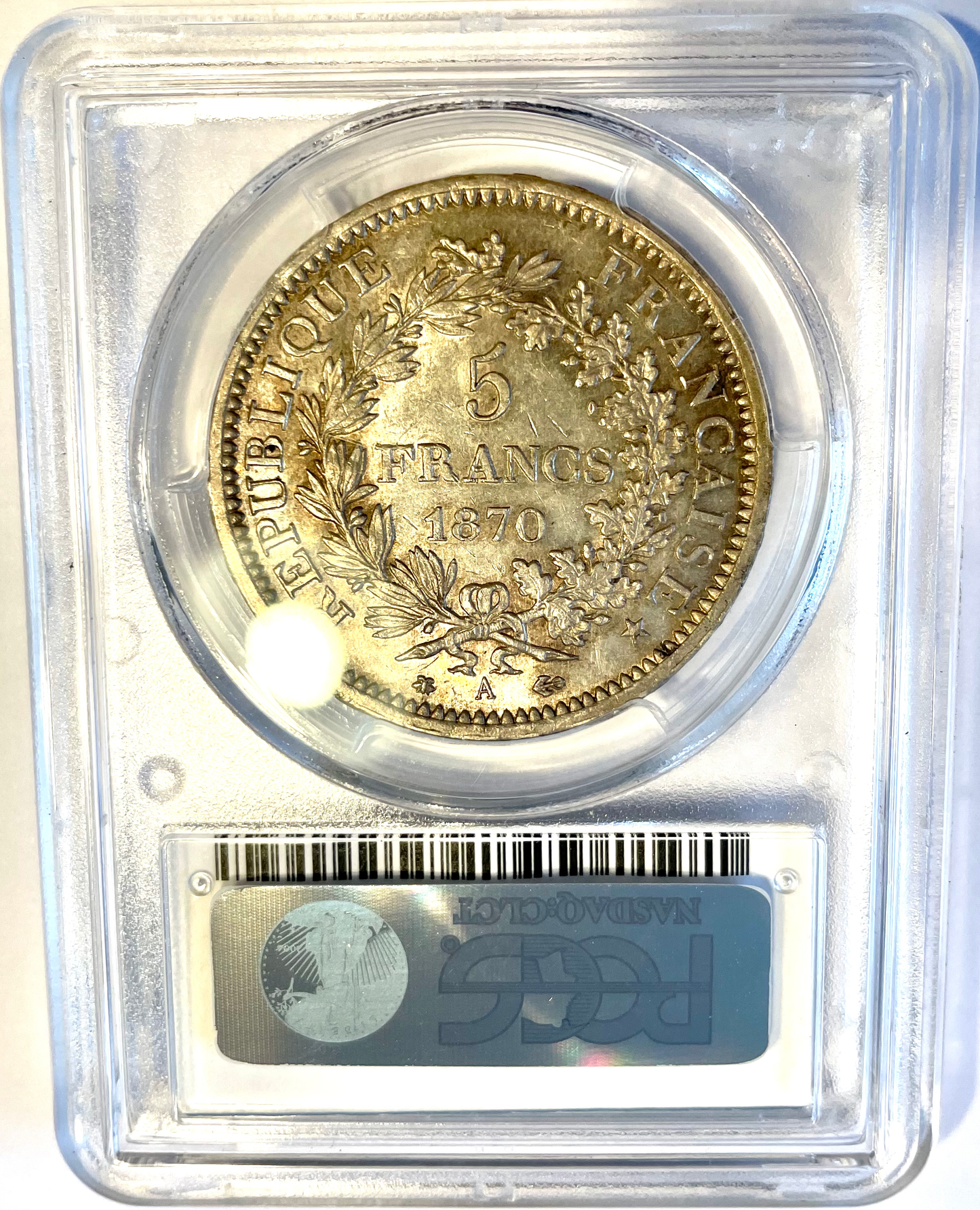 Tercera República - 5 francos Hércules 1870 A París - PCGS MS61