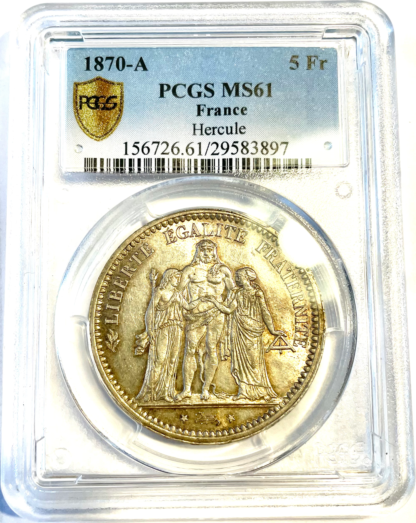 Tercera República - 5 francos Hércules 1870 A París - PCGS MS61