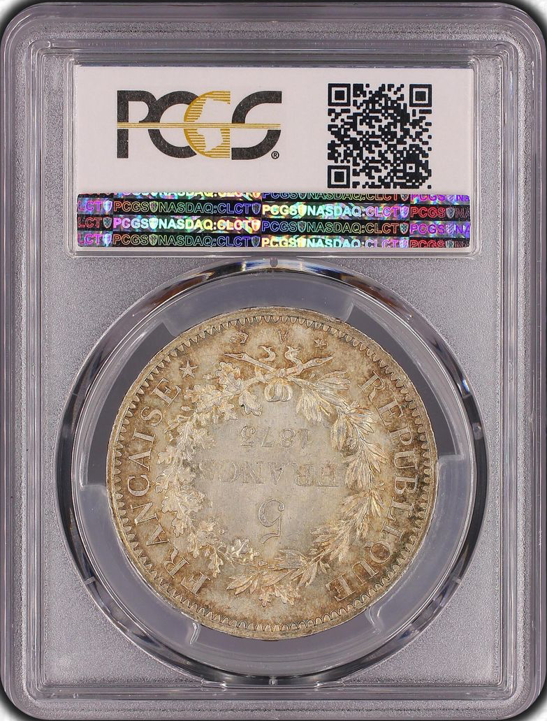 Tercera República - 5 francos Hércules 1873 A París - PCGS MS65