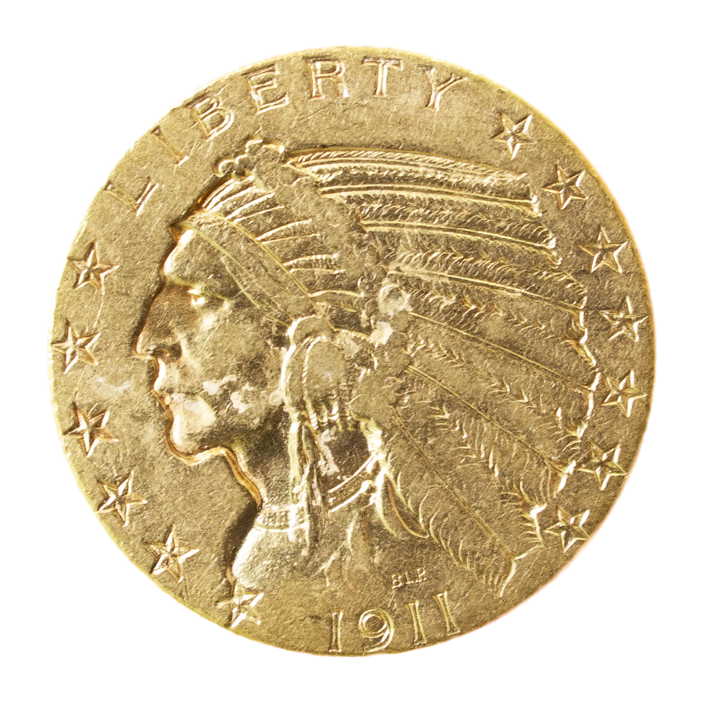 USA "INDIAN HEAD" 5$ Oro 1911 Cinco Dólares 8,33 gr