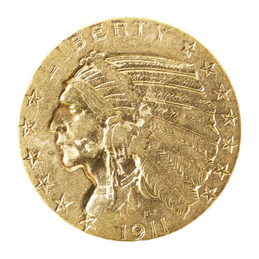 USA "INDIAN HEAD" 5$ Or 1911 Five Dollars 8,33 gr