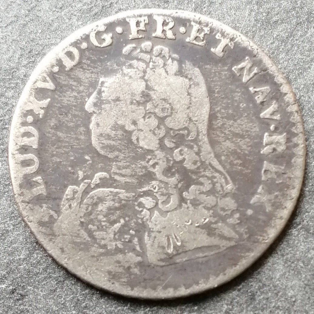 Luis XV (1715-1774) 1/10 ecu con ramas de olivo 1734 T Nantes - 2,74 gr - L4L. No referenciado