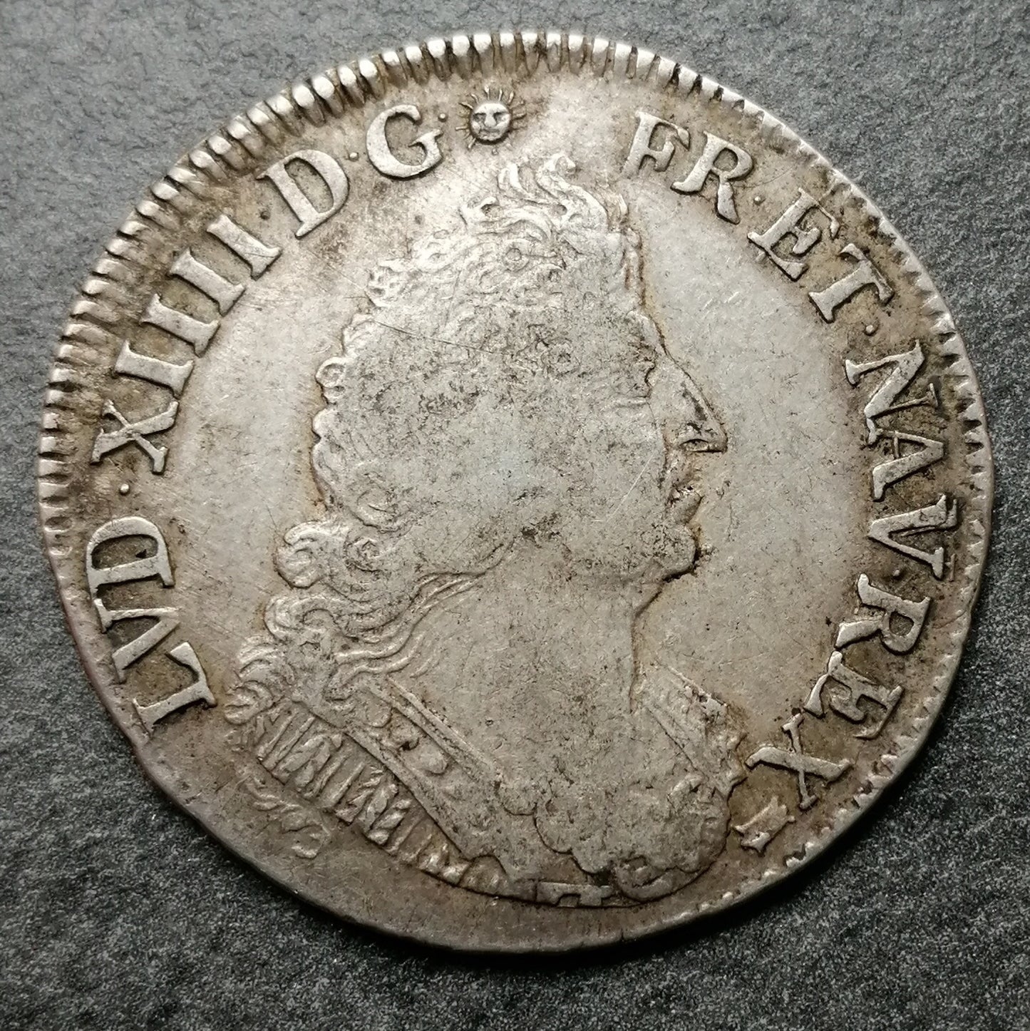 Luis XIV (1643-1715) 1/4 corona con palmas 1694 K Burdeos 6,38 gr - L4L 261