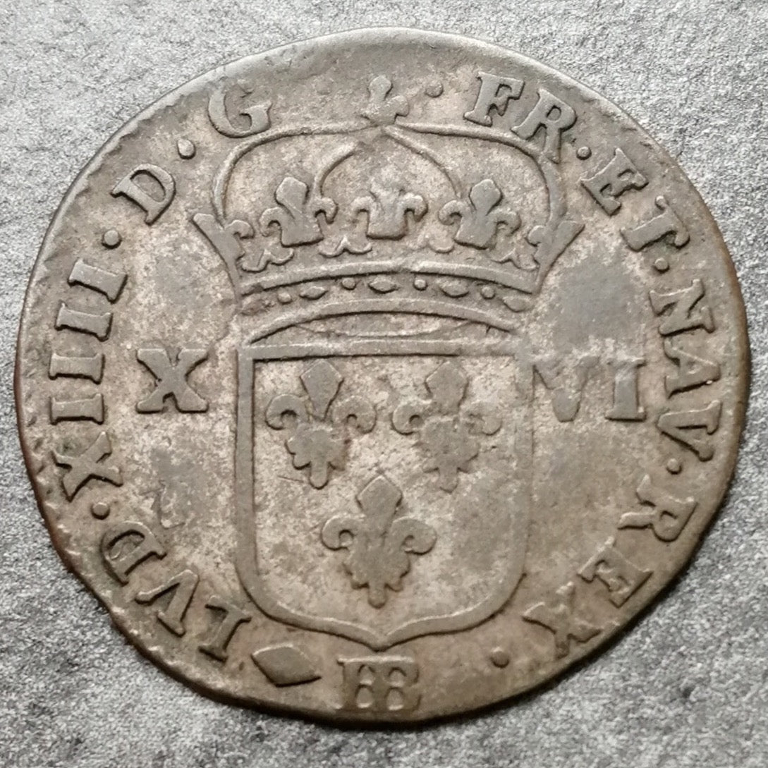 Luis XIV (1643-1715) XVI Estrasburgo deniers 1702 BB Estrasburgo 1,46 gr L4L 270