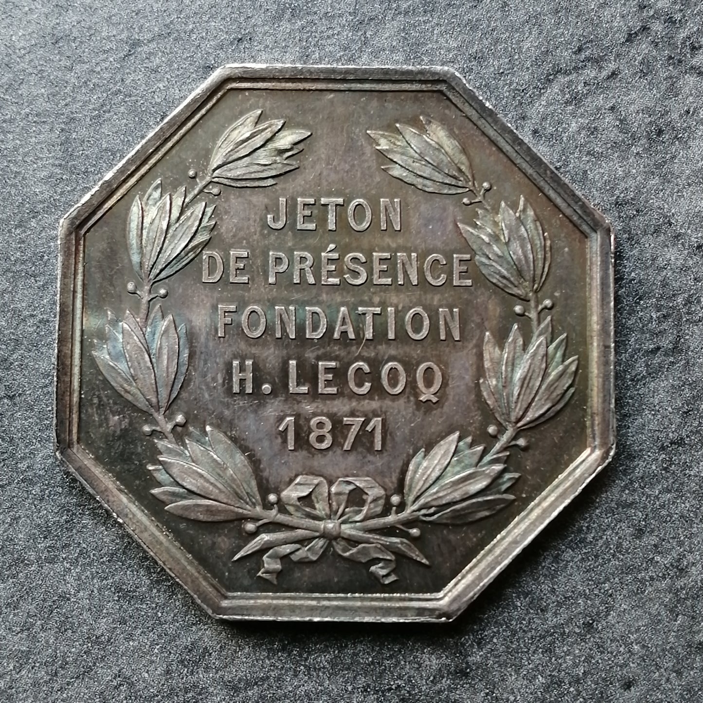 Presencia Ficha Academia de Ciencias Bellas Letras y Artes de Clermont-Ferrand 1871 Plata 15 gr 33 mm