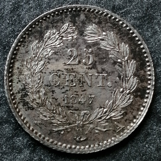 Luis Felipe I (1830-1848) 25 céntimos 1847 A París Plata 1,25 gr G. 357