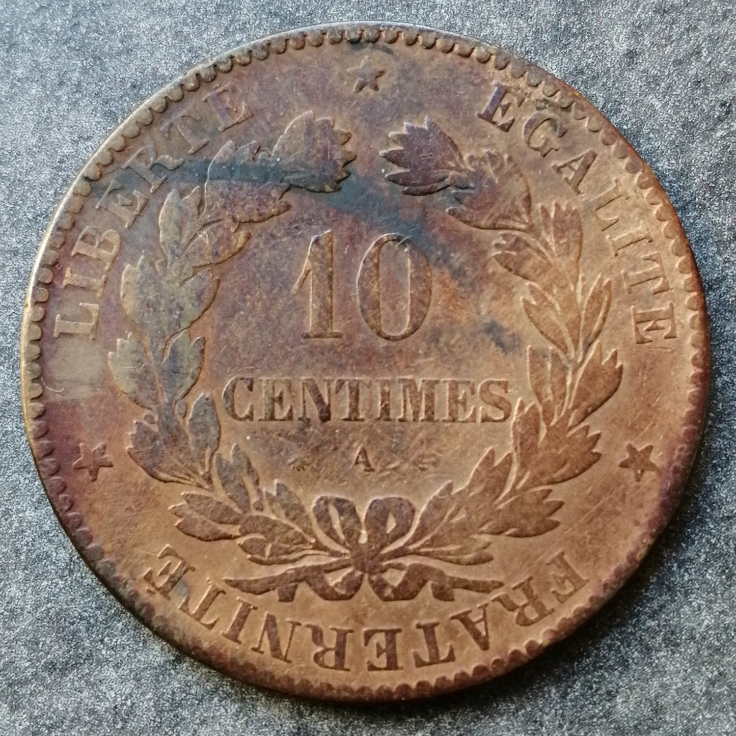 Ceres 10 Céntimos 1876 A París Bronce 9,40 gr G. 265a