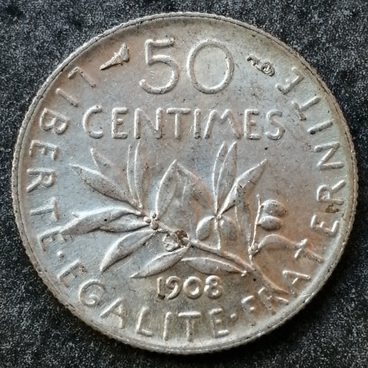 Sembrador 50 céntimos 1908 Plata 2,50 gr G.420