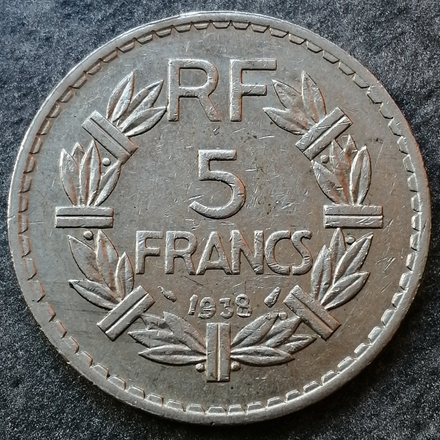 Lavrillier 5 francos 1938 Níquel 12,20 gr G.760