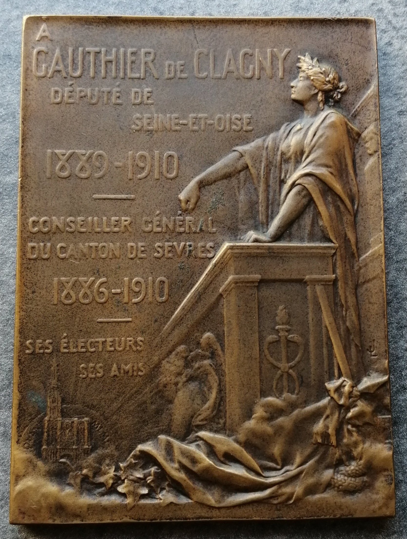 Médaille plaquette Albert Gauthier de Clagny député de Seine et Oise 105,06gr