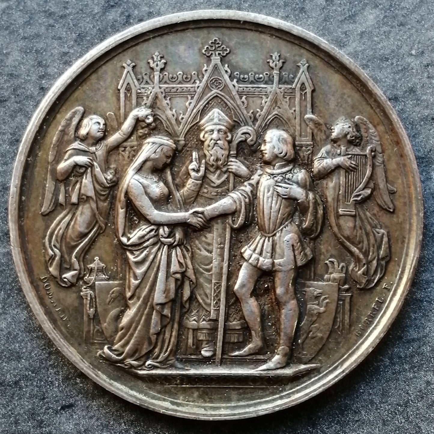 Médaille de mariage / Union en argent 22.35 gr Par Borrel