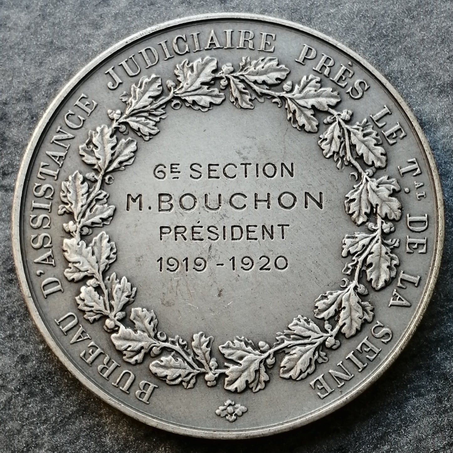 Médaille Bureau d'assistance judiciaire 1919-1920 par Dupuis Argent 37.51 gr