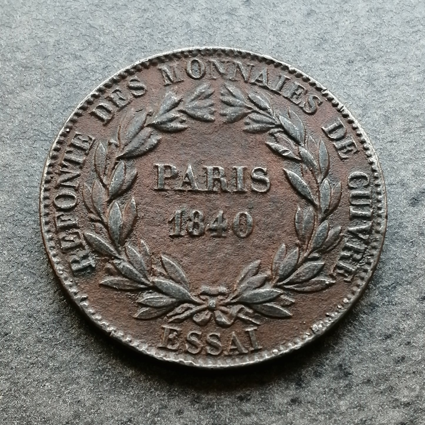 Ensayo 5 céntimos 1840 monedas de cobre refundidas 8,29 gr