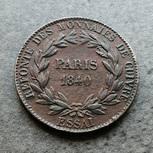 Ensayo 5 céntimos 1840 monedas de cobre refundidas 8,29 gr