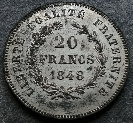 Concours 20 francs or 1848 en étain par Bouvet 2,75 gr