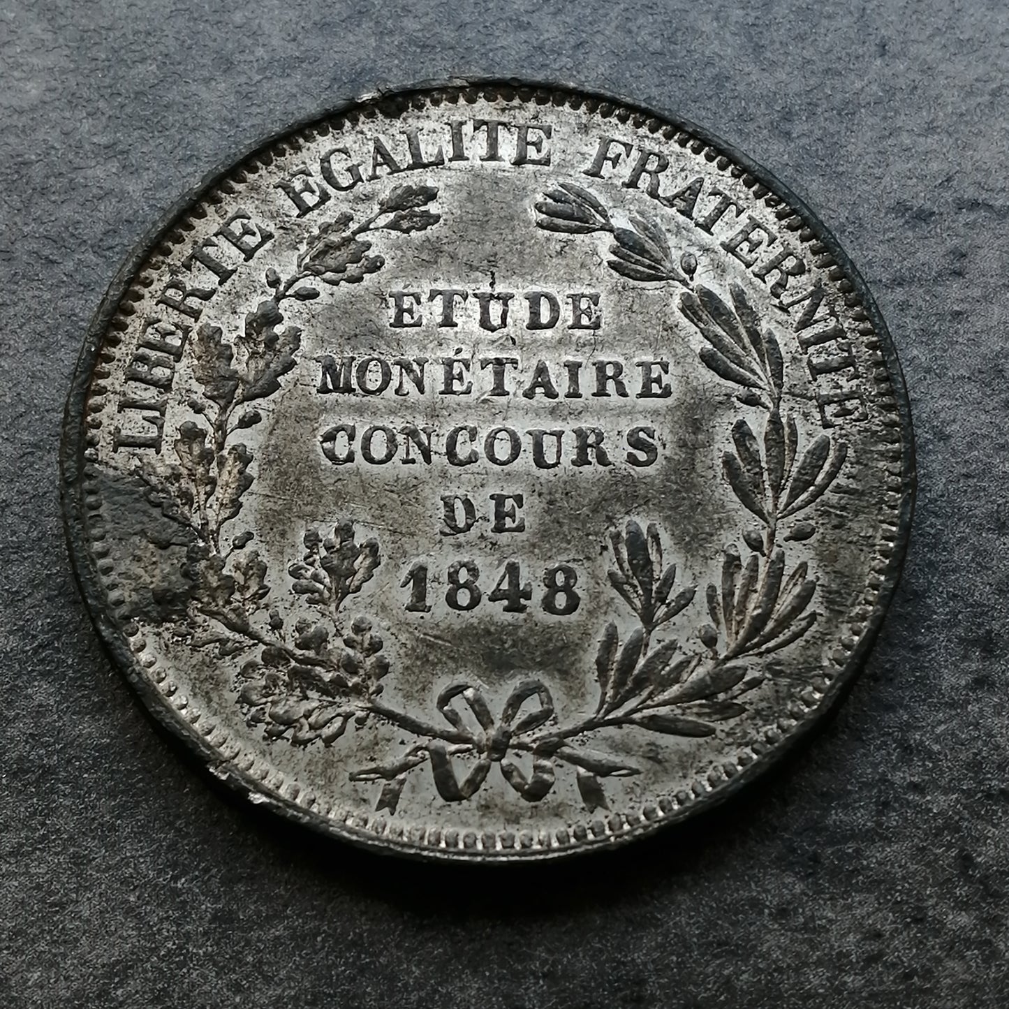 Monetary study Competition of 5 francs 1848 Paris 17.79 GR tained by Montagny