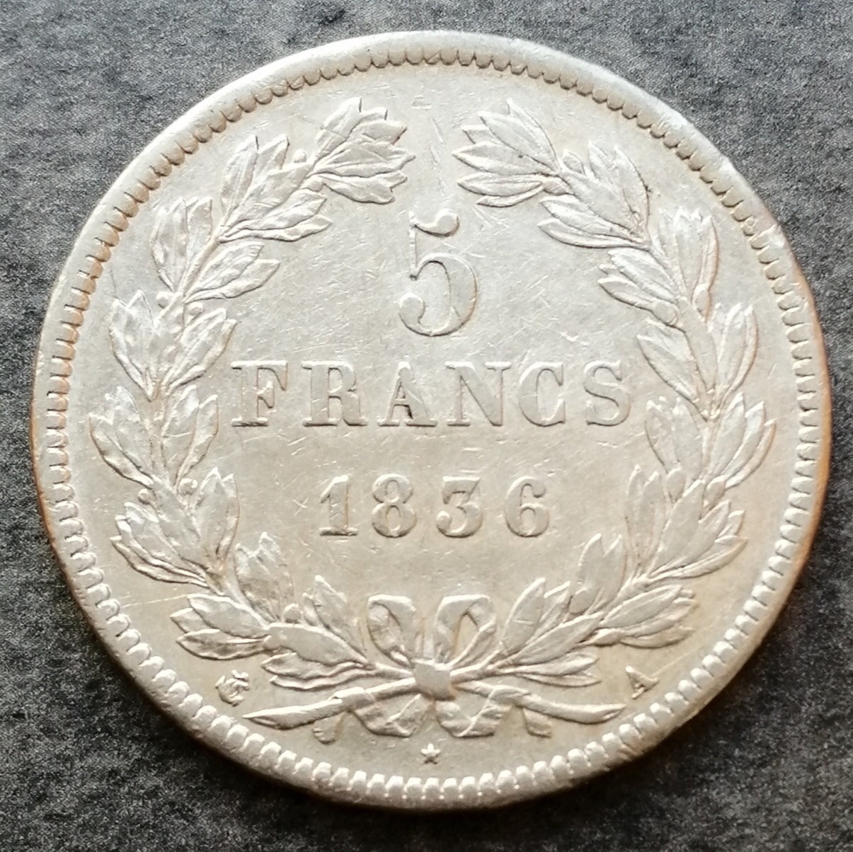 Luis Felipe (1830-1848) 5 francos 1836 A París Plata 24,85 gr G. 678