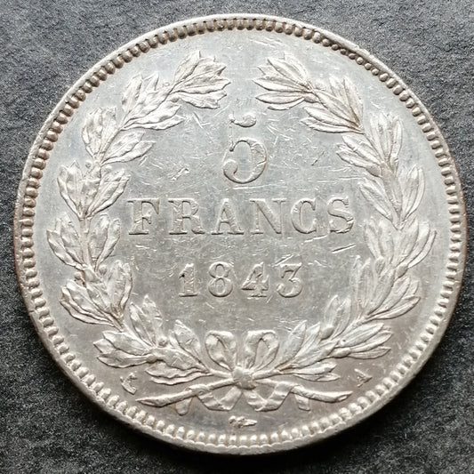 Luis Felipe (1830-1848) 5 francos 1843 A París Plata - 24,94 gr - G. 678