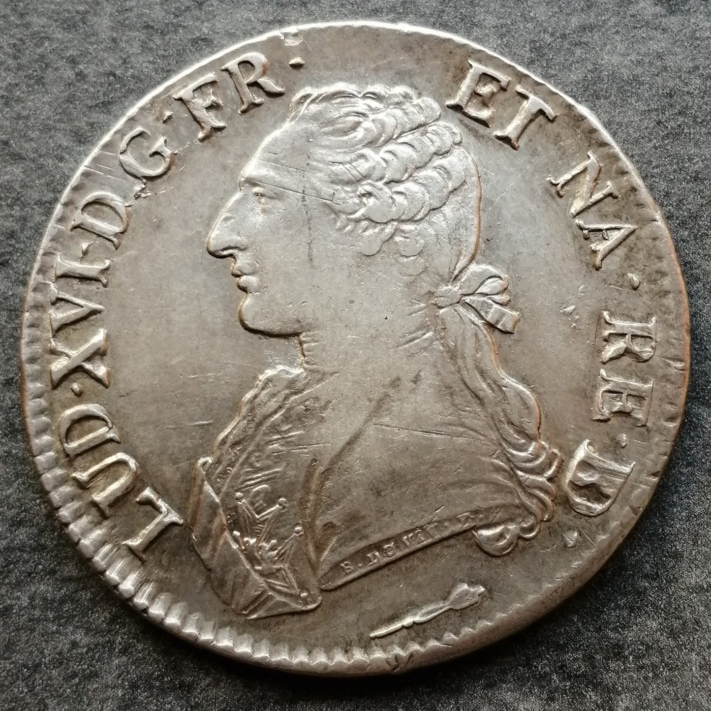 Luis XVI (1774-1792) Écu de Béarn con ramas de olivo 1786 Vaquette Pau Plata - 29,38 gr - L4L. 552