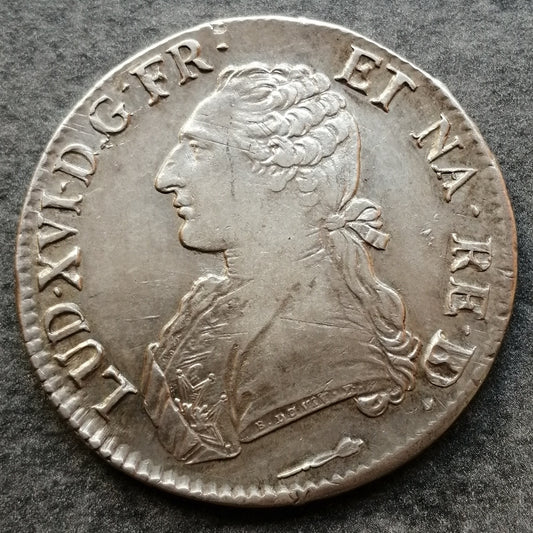 Luis XVI (1774-1792) Écu de Béarn con ramas de olivo 1786 Vaquette Pau Plata - 29,38 gr - L4L. 552