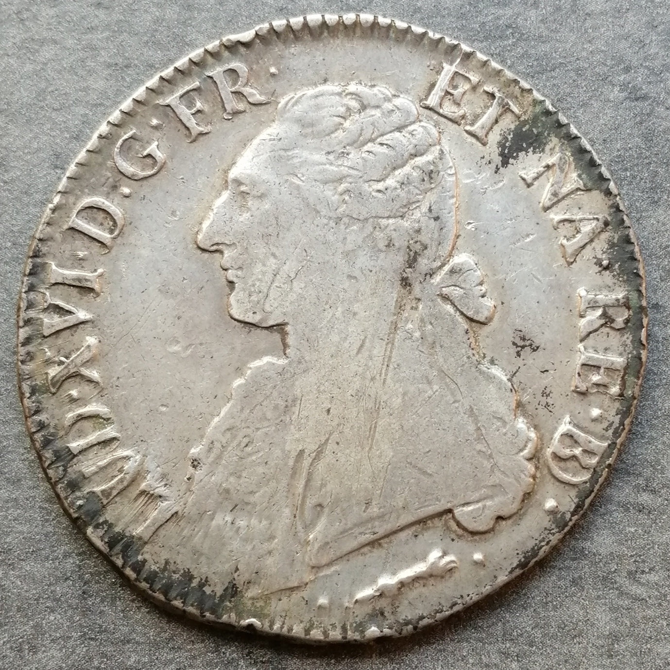 Luis XVI (1774-1792) Escudo de Bearn con ramas de olivo 1780 Vaquette Pau Plata - 28,96 gr - L4L. 552