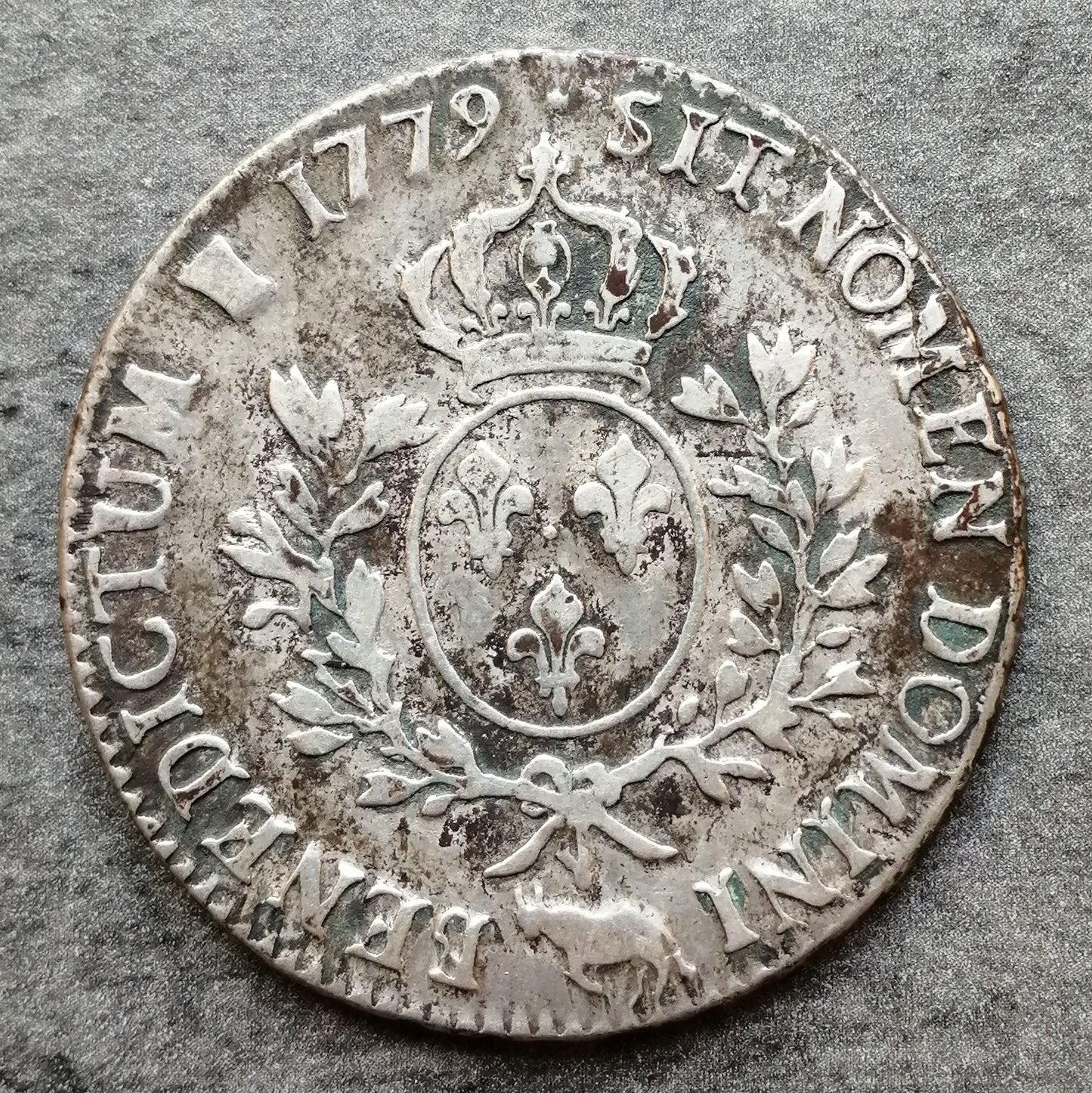 Luis XVI (1774-1792) Écu de Béarn con ramas de olivo 1779 Vaquette Pau Argent - 28,74 gr - L4L. 552