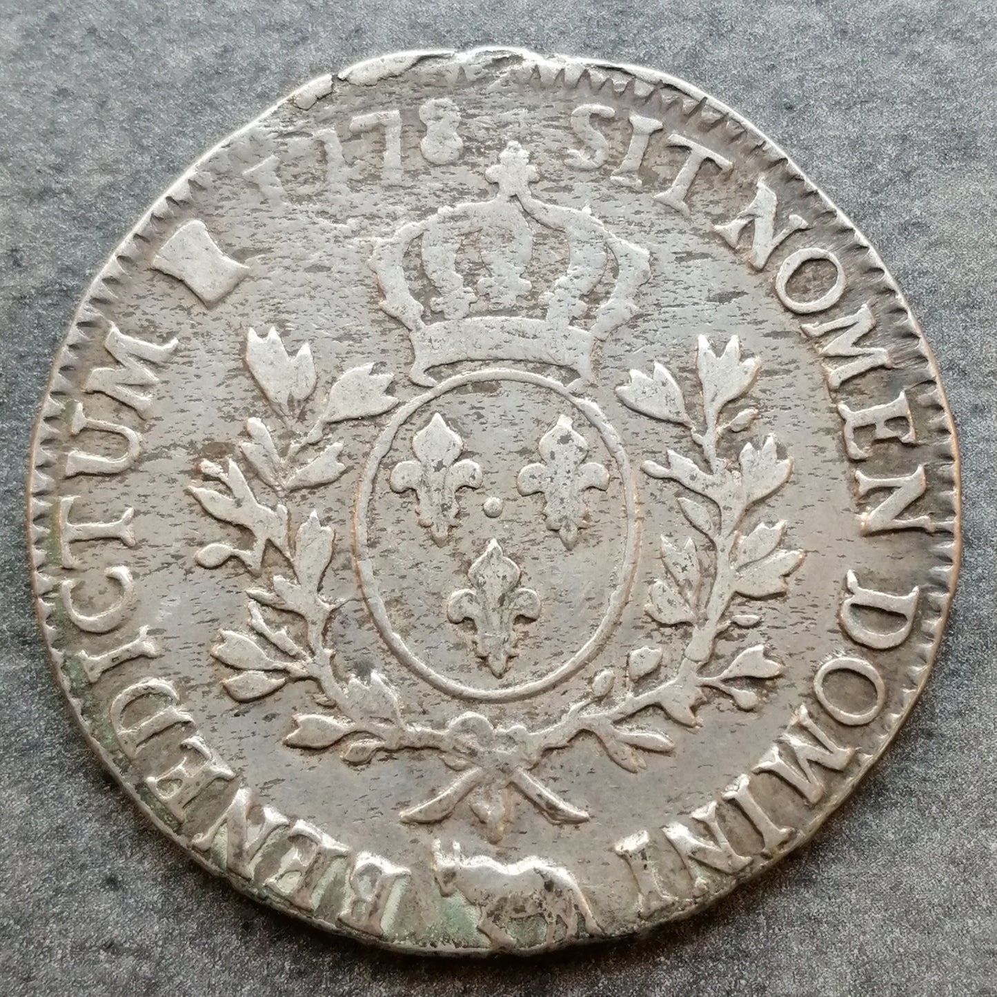 Luis XVI (1774-1792) Écu de Béarn con ramas de olivo 1778 Vaquette Pau Argent 28,90 gr L4L. 552