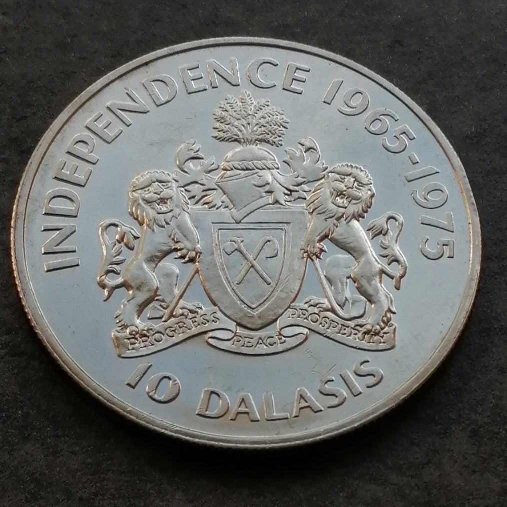 Gambia 10 Dalasis 1965 - 1975 Independencia Plata