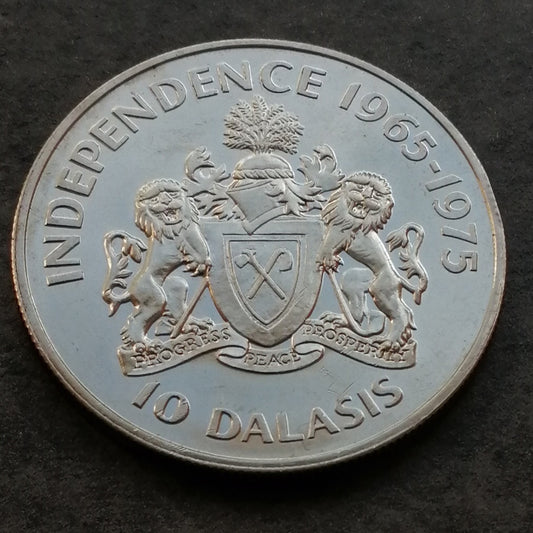 Gambia 10 Dalasis 1965 - 1975 Independencia Plata